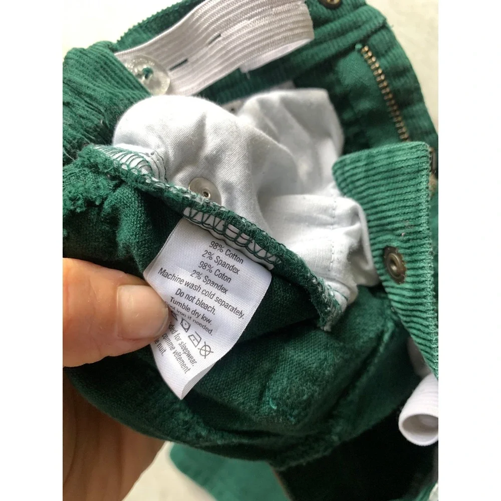 Janie and Jack Kids Green Corduroy Pants Adjustable Waist Size 3 Preppy Classic